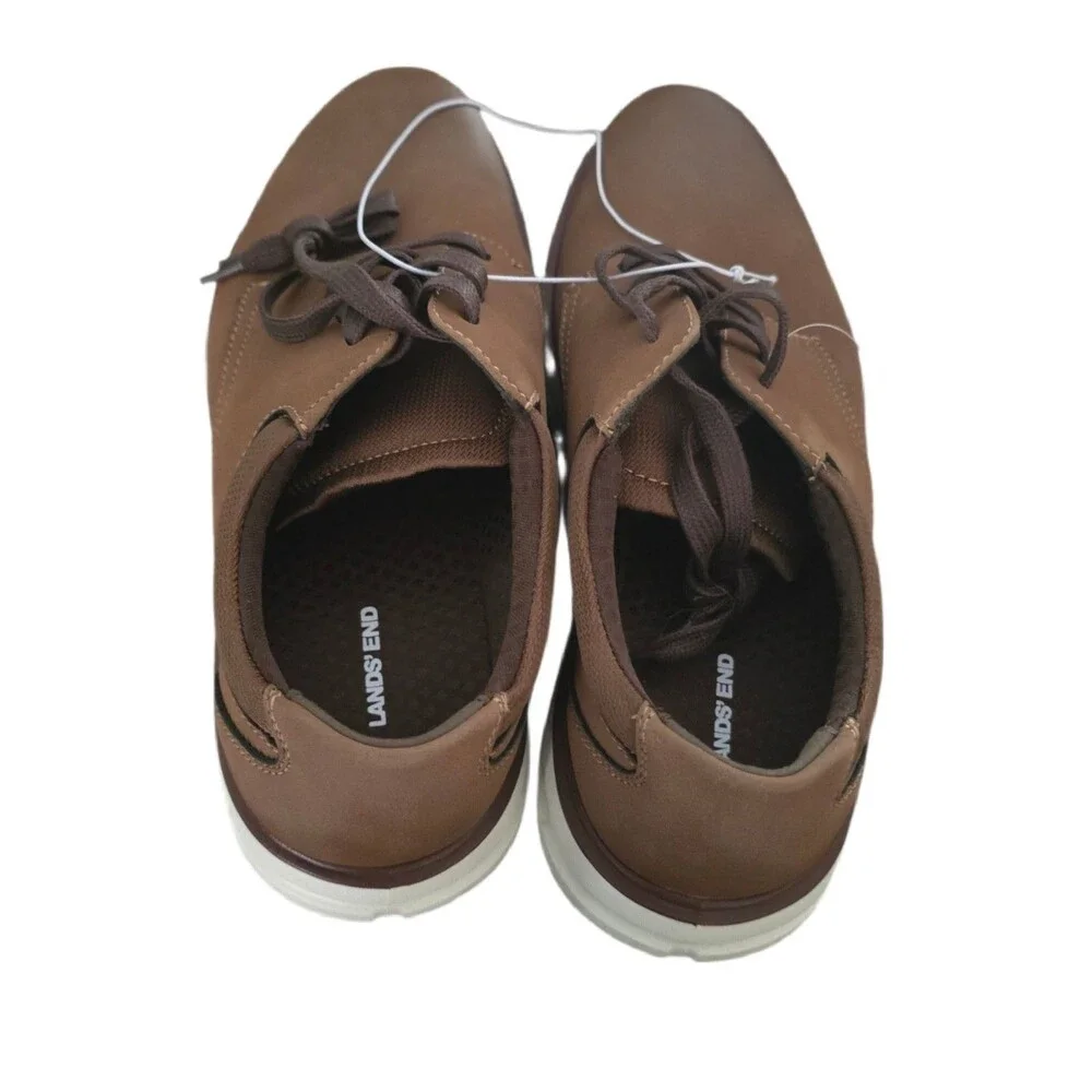 Mens Shoes Lands' End Sport Oxford Dark Tan and White Sz 8
